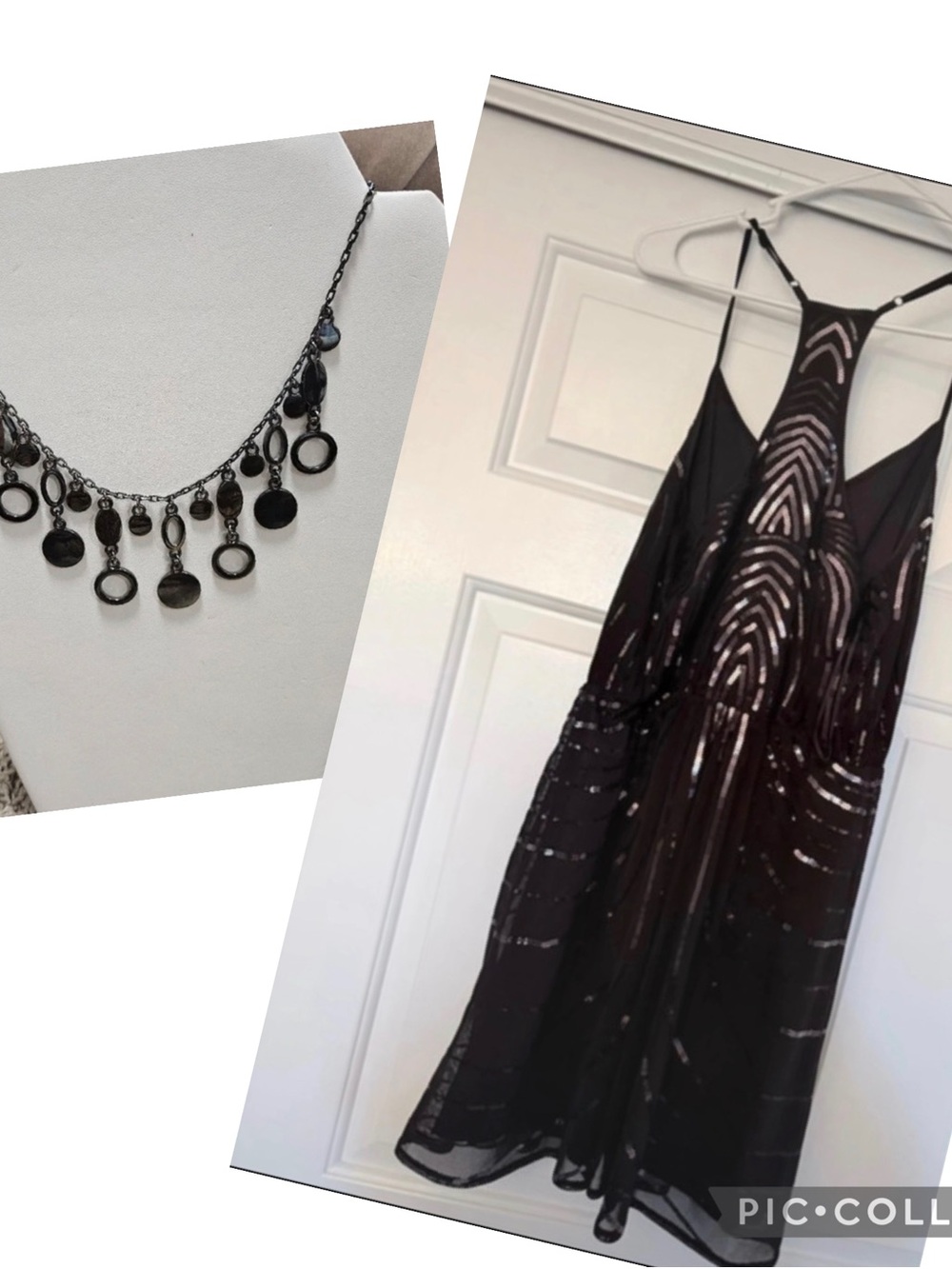 SALE! Black Sequin Mini Dress with Necklace